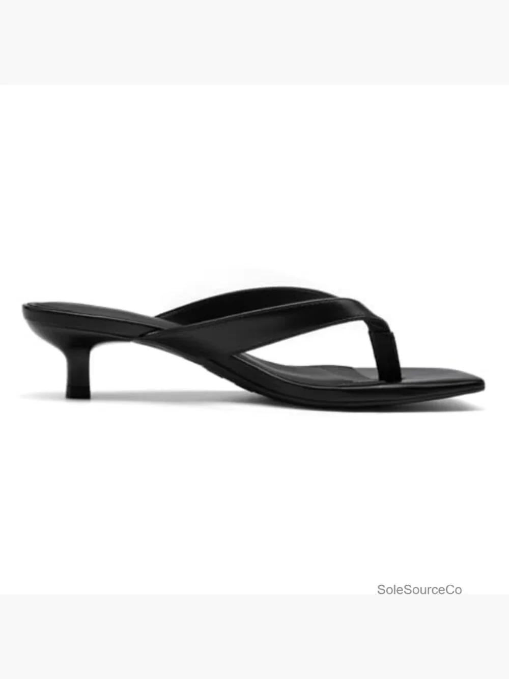 Kitten Heels Flip Flops Square Toe Low Heels Slip On Comfortable Thong Sandals